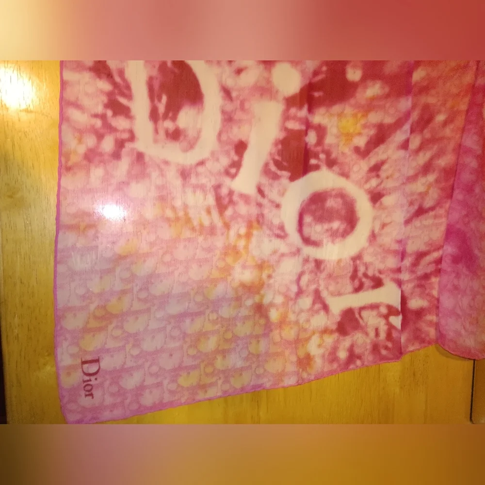 Christian Dior Vintage Pink Trotter Silk Scarf